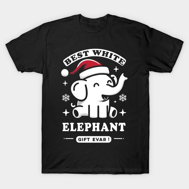 Best White Elephant Gift Evar! Cute Elephant With Santa Hat T-Shirt by SubtleSplit